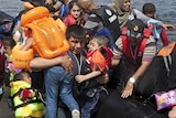 Syrian refugees arrive on the Greek island of Lesbos