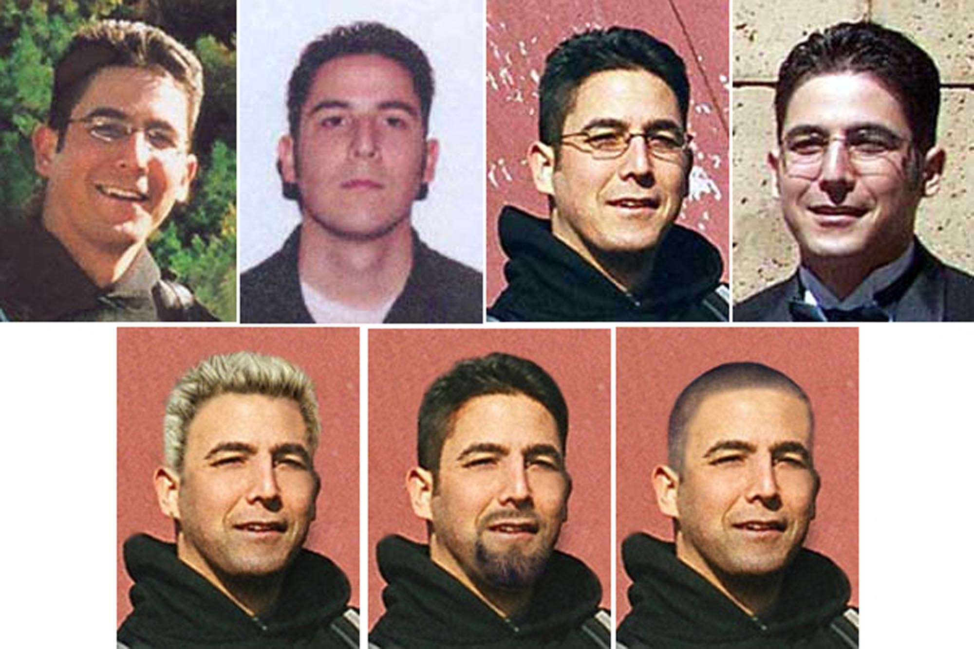 Seven pictures of a white man, Daniel San Diego, as he may have aged since 2009