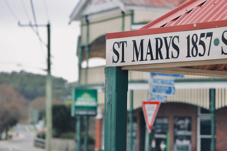 A sign on an old building reads St Marys 1857