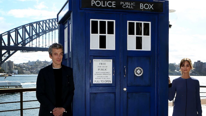 Peter Capaldi (The Doctor) and Jenna Coleman (Clara Oswald) visit Sydney ahead of the new series of Dr Who.