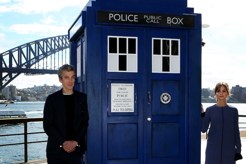 Peter Capaldi (Dr Who) and Jenna Coleman (Clara Oswald) visit Sydney ahead of the new series of Dr Who.