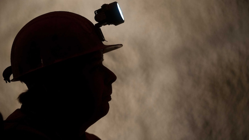 Unidentified miner wearing a helmet.