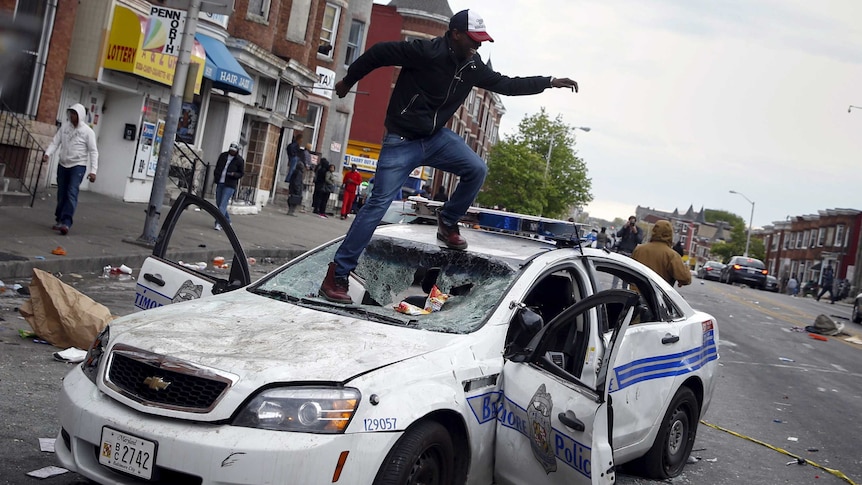 Rioters in Baltimore