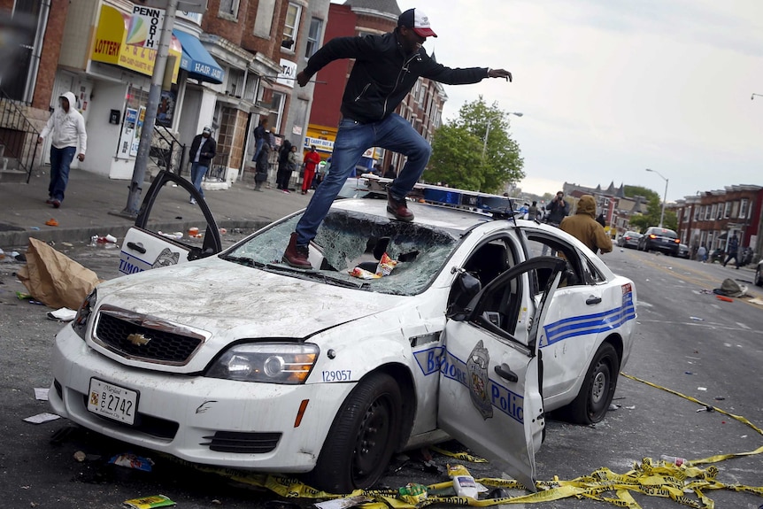 Rioters in Baltimore