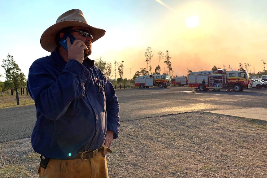 Bungundarra Rural Fire Brigade first officer Anthony Sylvester looking sooty after fighting fires