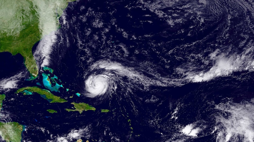 Hurricane Gonzalo is pictured in the Atlantic Ocean near Bermuda on October 15, 2014.