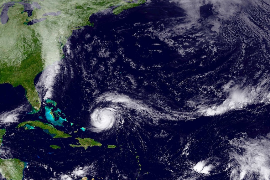 Hurricane Gonzalo is pictured in the Atlantic Ocean near Bermuda on October 15, 2014.