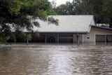 Floodwaters surround the CWA office in Condamine in the Western Downs region.