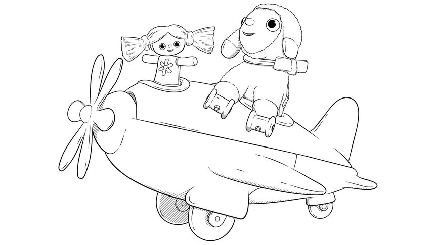 Lambkin and Little Nana in an aeroplane