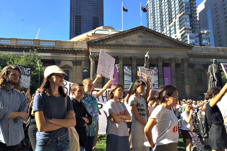 Protesters at the State Library of Victoria