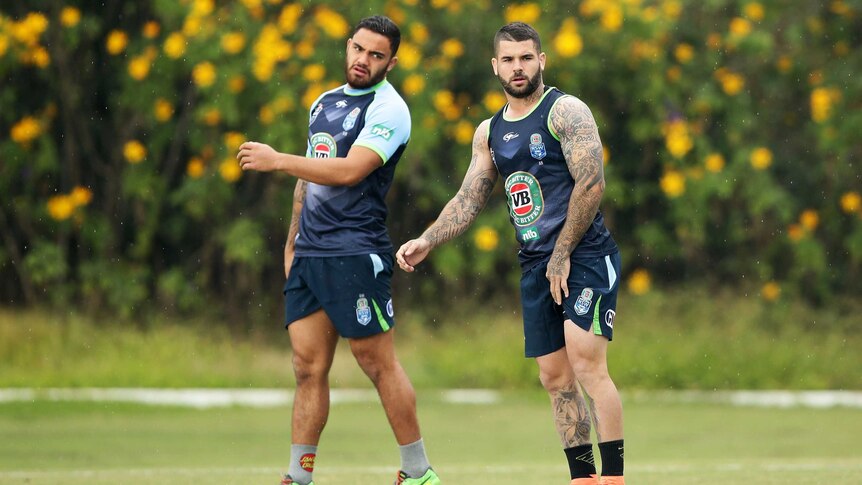 Dylan Walker and Adam Reynolds at NSW training
