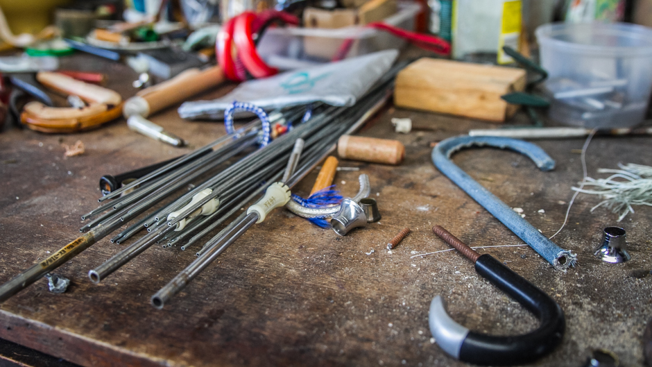 Each small piece of the frame and handles need to be drilled and fit together to make the umbrella open correctly.