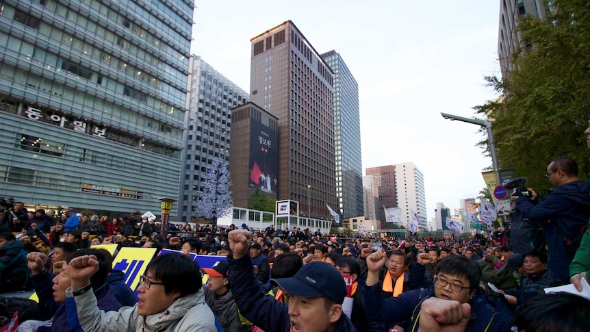 Crowd protest in South Korea