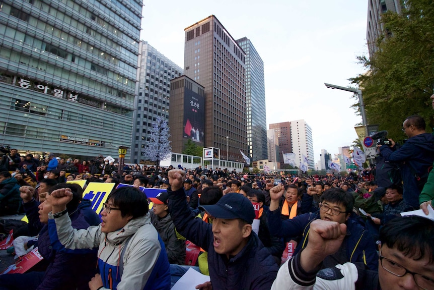 Crowd protest in South Korea