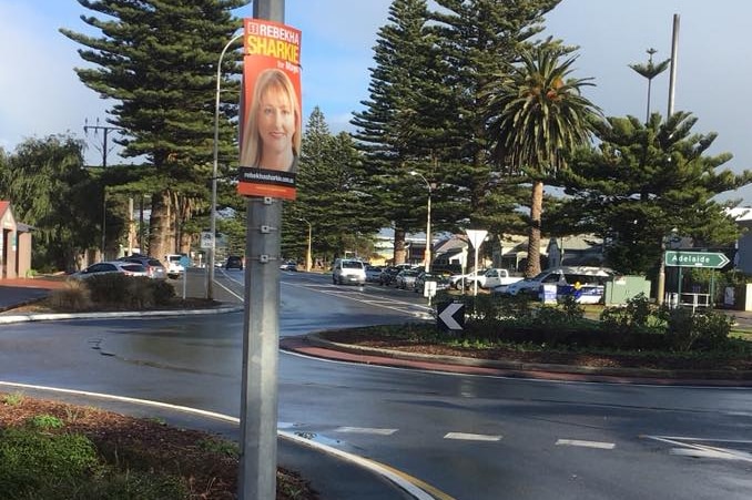 Rebekha Sharkie poster in Victor harbor