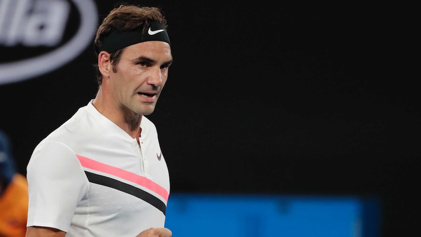 Switzerland's Roger Federer reacts during his second round match against Germany's Jan-Lennard Struff