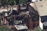 Aerial footage of the remains of the fire that tore through the Browns Plain unit.