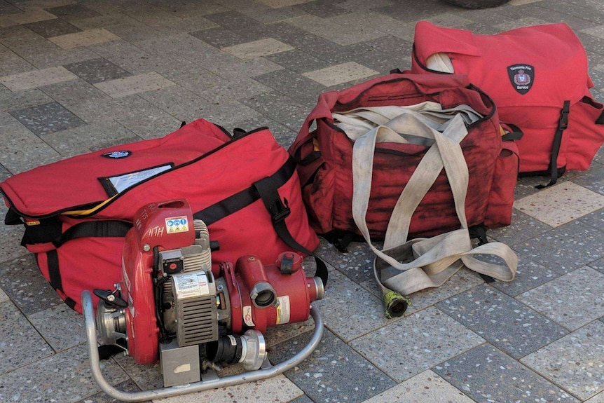 Firefighting equipment like that stolen from the TFS at Nunamara in Tasmania October 2018