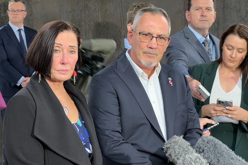 Sue and Lloyd Clarke speak outside court