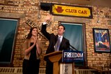 Santorum and his daughter in Wisconsin