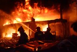 Firefighters try to douse raging hot flames in Dhaka, Bangladesh