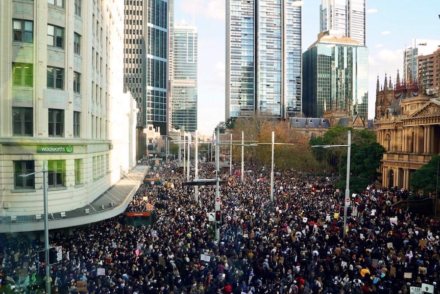 Thousands of demonstrators flocked to Sydney’s CBD to protest racial injustice at the Black Lives Matter rally.