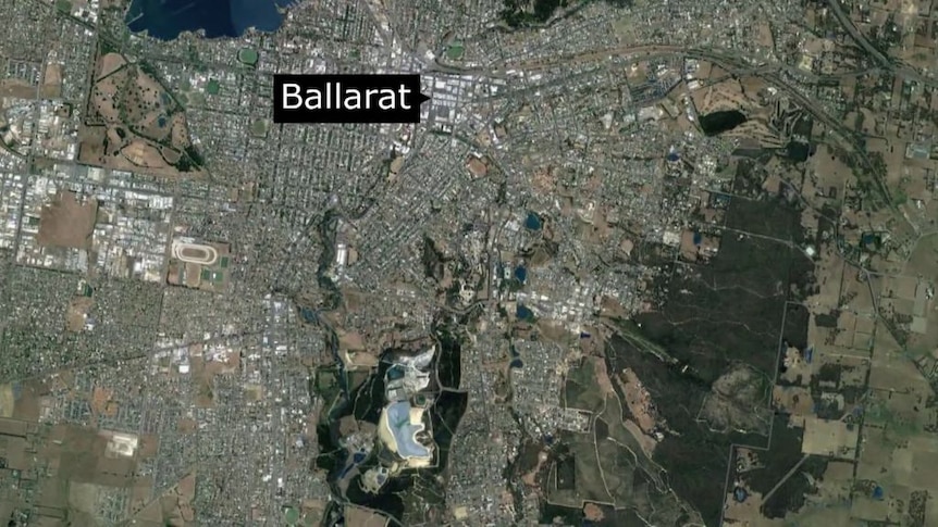 A satellite map of the City of Ballarat.