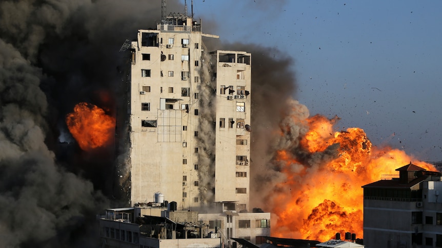 Gaza high-rise collapses from Israeli air strike as death toll in Middle East conflict continues to rise