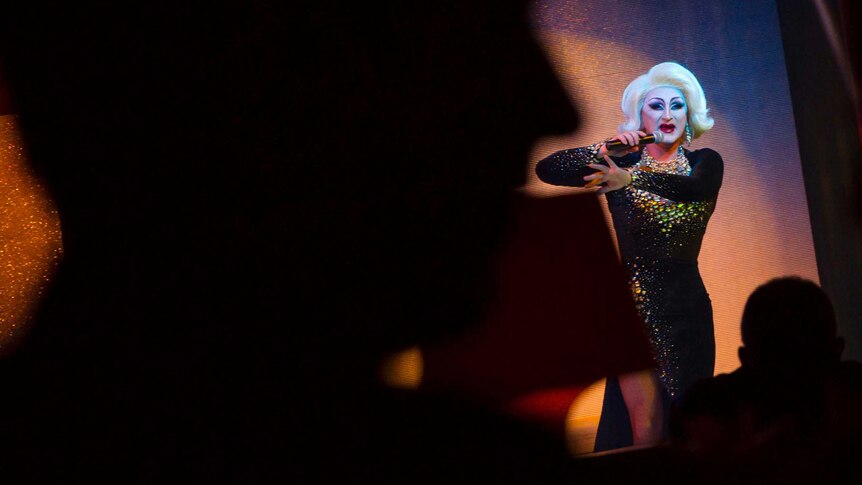 Drag Queen performs at a club in Sochi