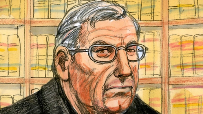 A court sketch of George Pell.