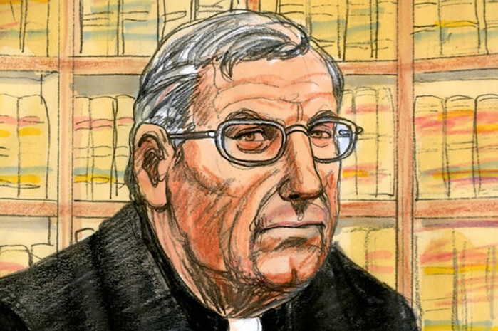 A court sketch of George Pell.