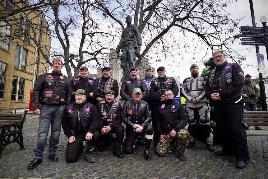 The Household Division Motorcycle Club pose for a photo in Windsor.
