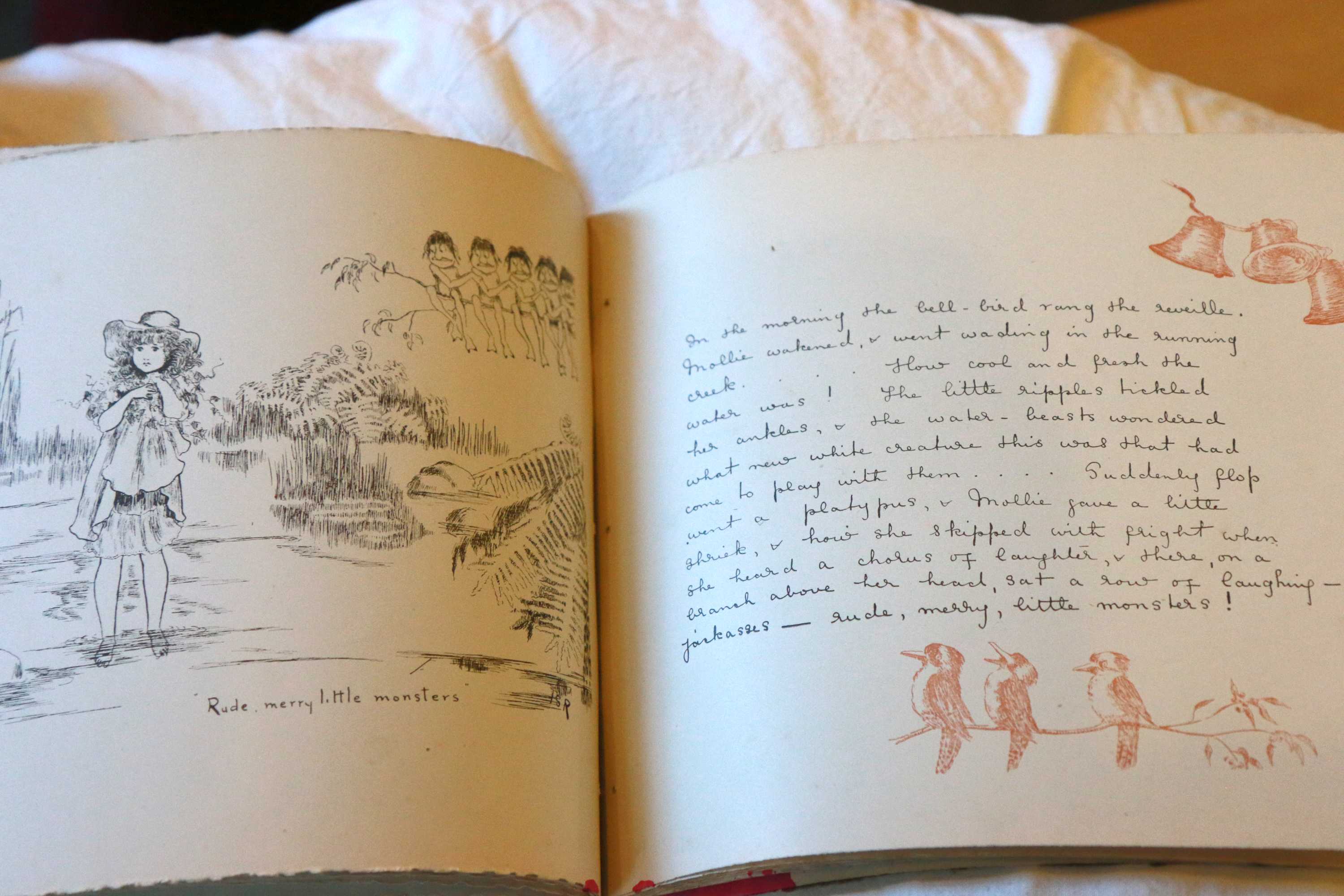 Illustration and writing in Mollie's Bunyip