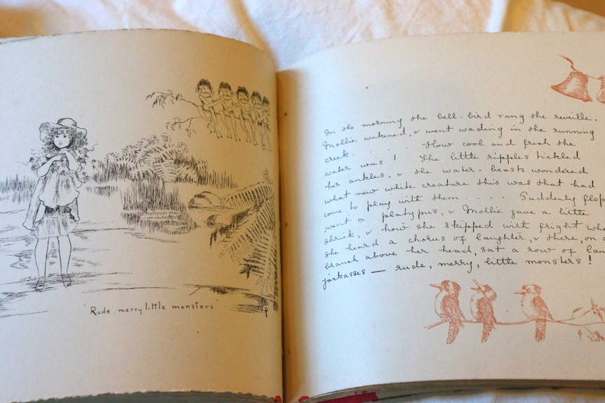 Illustration and writing in Mollie's Bunyip