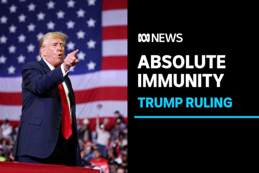 Absolute Immunity, Trump Ruling: Donald Trump pointing during a campaign rally.