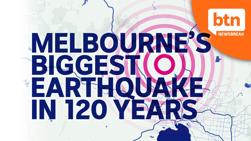 A map showing Melbourne with concentric circles radiating for the earthquakes origin point