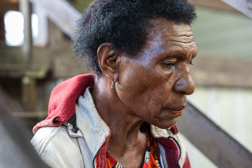 A Papua New Guinean woman in profile 