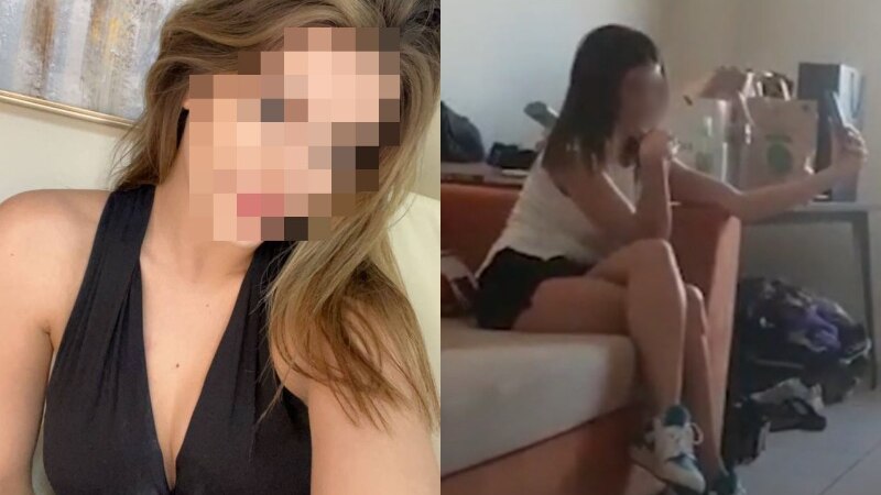 Model image used in scam chats and woman video calling a potential victim. 