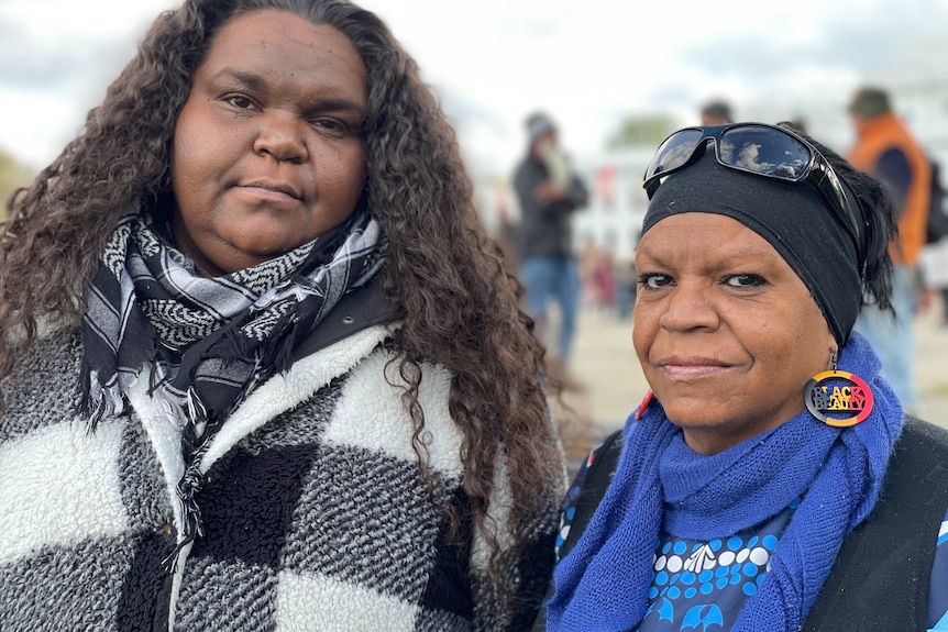 Eva-Lee Williams and her mother Sharon at the Canberra vigil for Cassius.
