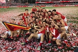 North Adelaide celebrates after its SANFL grand final win over Norwood at Adelaide Oval