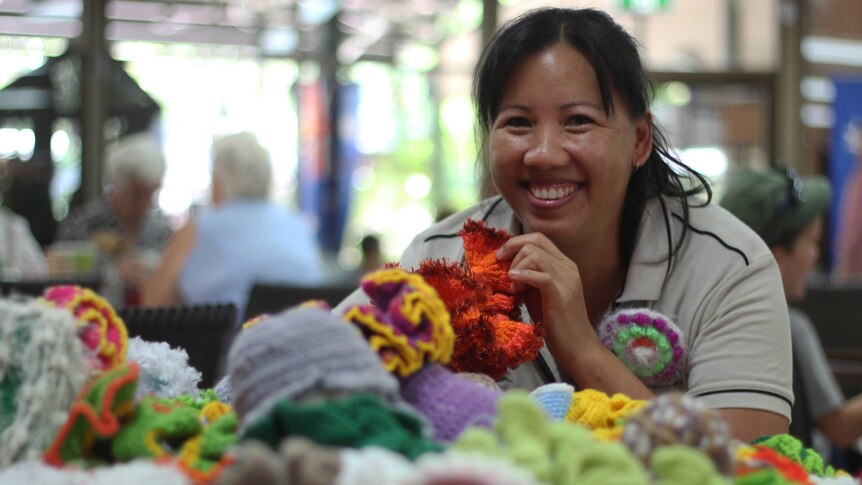 Territory Wildlife Park's Jasmine Jan with crochet coral