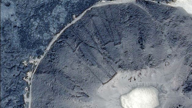 Ancient stone "gates" in Saudi Arabia viewed from a satellite