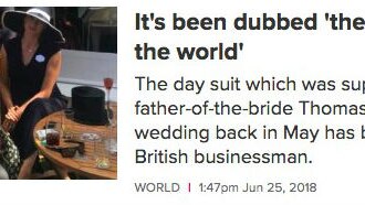 Headline reads "The saddest suit in the world"
