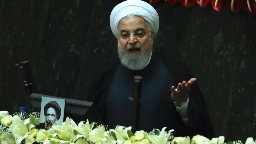 Iranian President Hassan Rouhani speaks during the inauguration of the new parliament in Tehran.