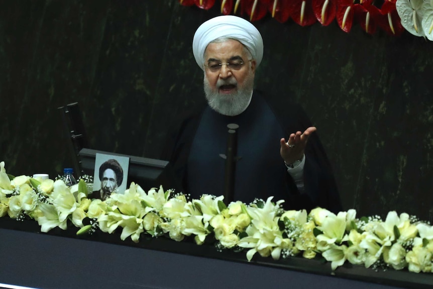 Iranian President Hassan Rouhani speaks during the inauguration of the new parliament in Tehran.