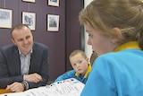 Chief Minister Andrew Barr and Lyons school children at pop up cabinet