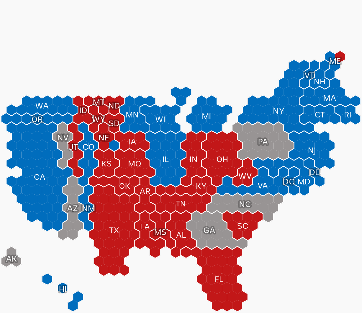 Graphic showing an allocation of electoral college votes