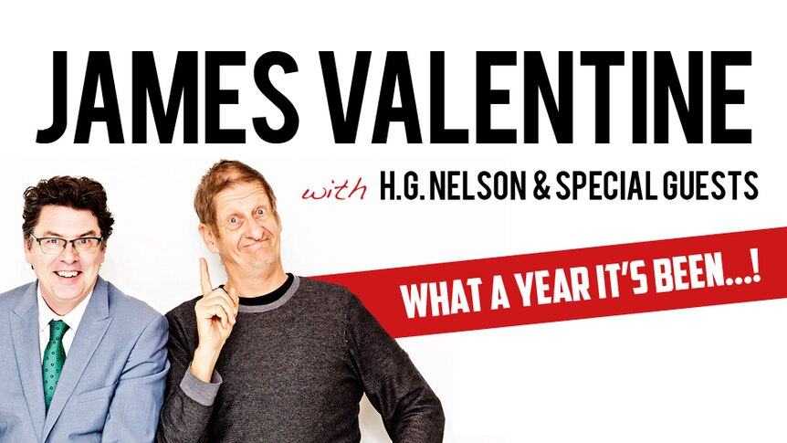 James Valentine and H.G. Nelson on a white background with the show title