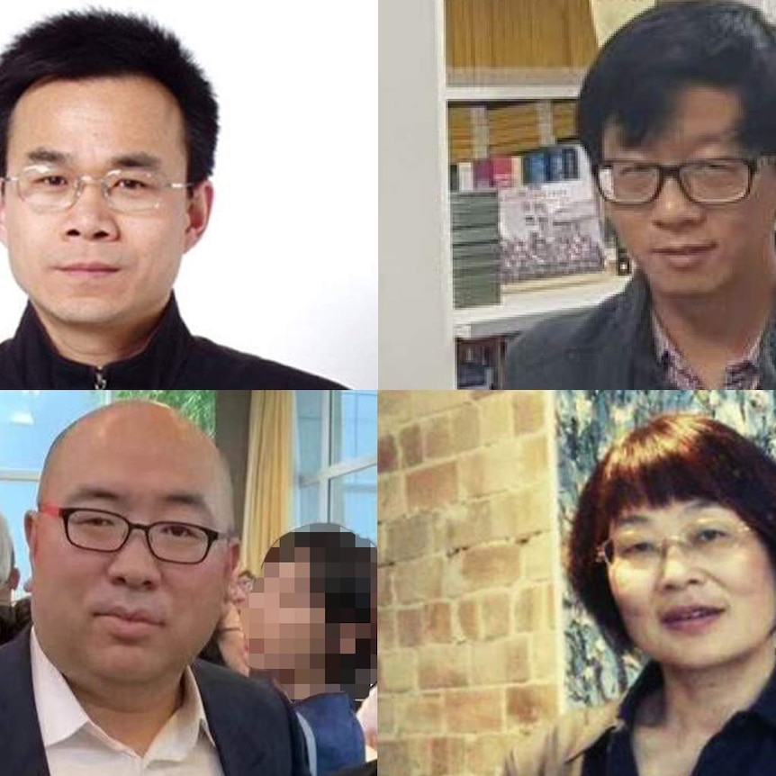 A graphic of four photos of Chinese individuals, including three men and one woman.