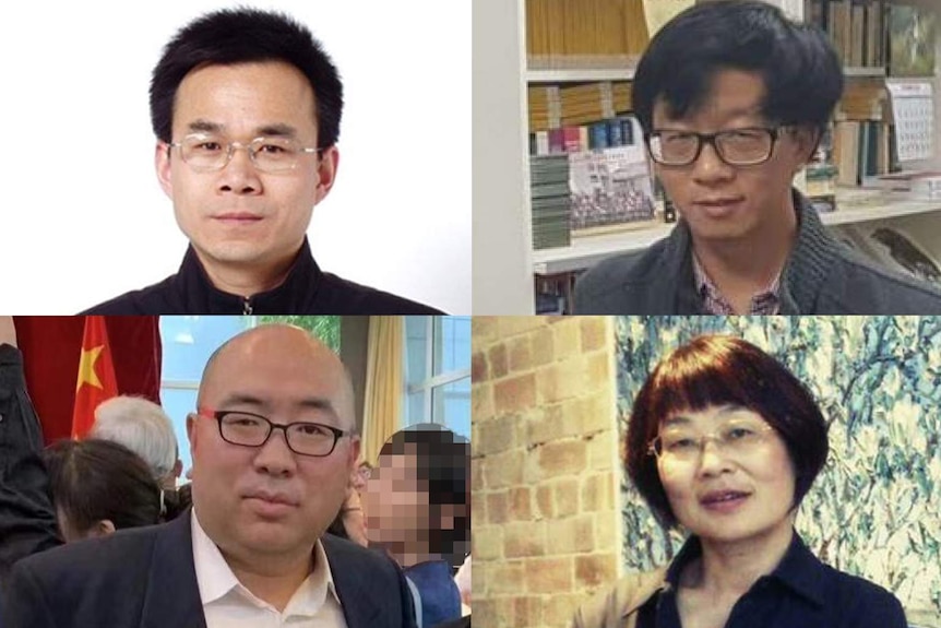A graphic of four photos of Chinese individuals, including three men and one woman.